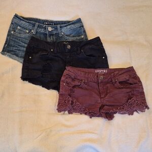 Empyre Women's Jean Shorts - Blue, Black, and Burgundy